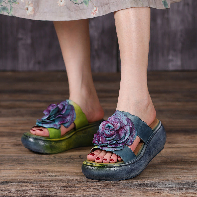 Leather Platform Slippers
