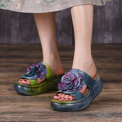 Summer Leather Platform Slippers