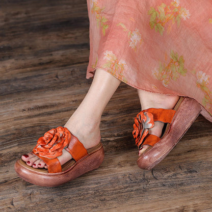 Leather Platform Slippers