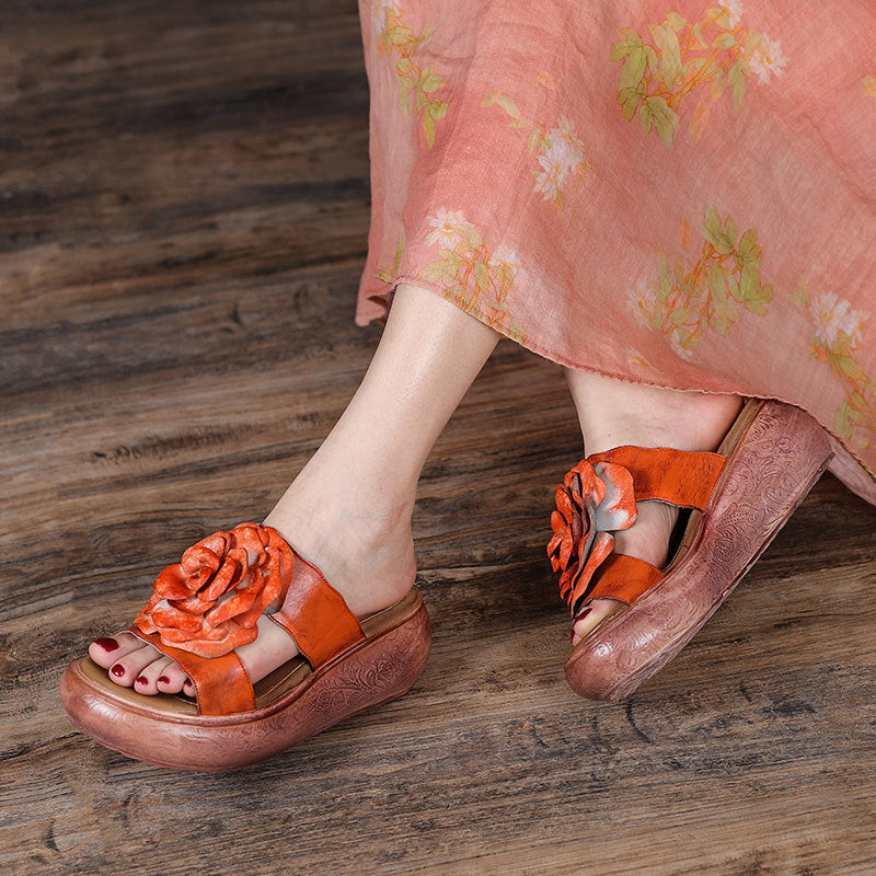 Summer Leather Platform Slippers