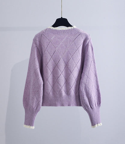 Flowers Long Sleeve Cardigan Sweater 140