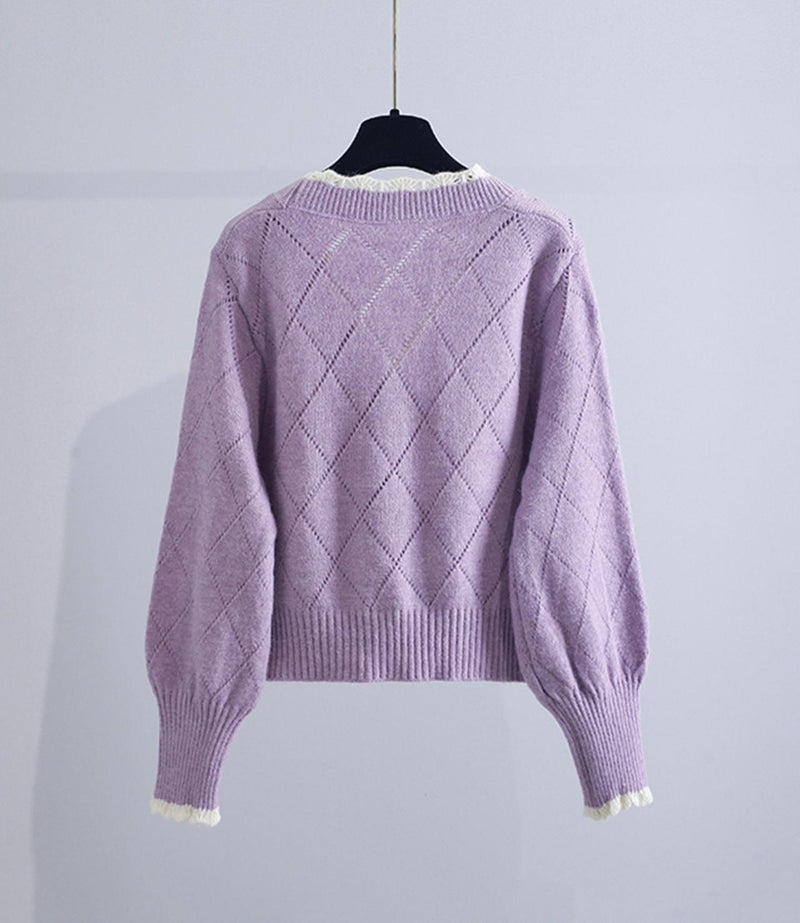 Flowers Long Sleeve Cardigan Sweater 140
