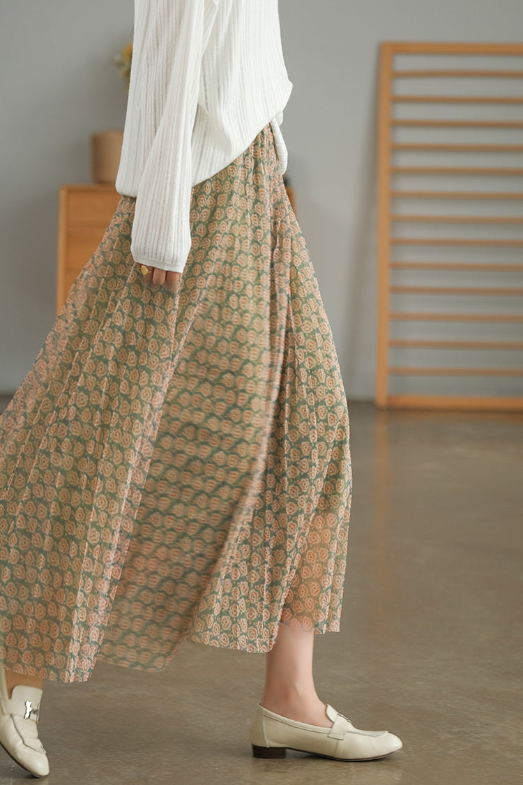 Digitally Printed Densified Elastic Waist Skirt
