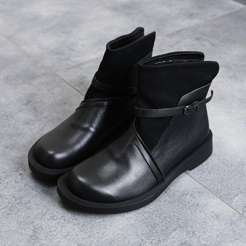 Cozy Leather Paneled Flats Martin Boots