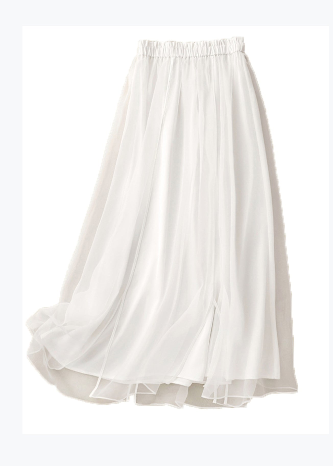 Apricot Elastic Waist Wrinkled Patchwork Tulle Skirts Summer