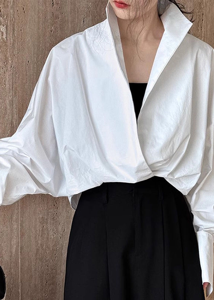 White Stand Collar Shirts Spring