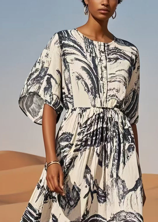 White Oversized Print Cotton Dress Summer