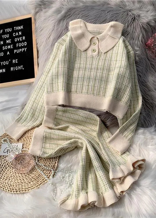 Korean Version of Short Light Purple Sweater Suit Loose Skirt Two-piece Suit