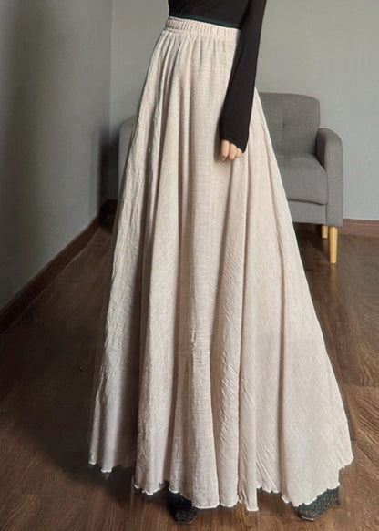 Apricot Elastic Waist Exra Large Hem Linen Skirts Spring