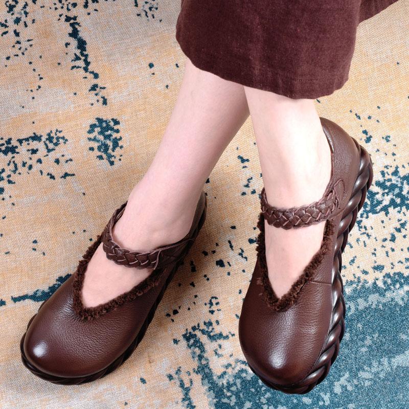 Real Leather Sponge Retro Shoes