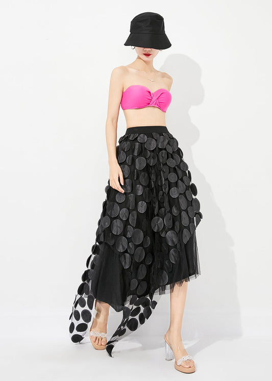 Stylish Black Asymmetrical Exra Large Hem Tulle a Line Skirts Summer