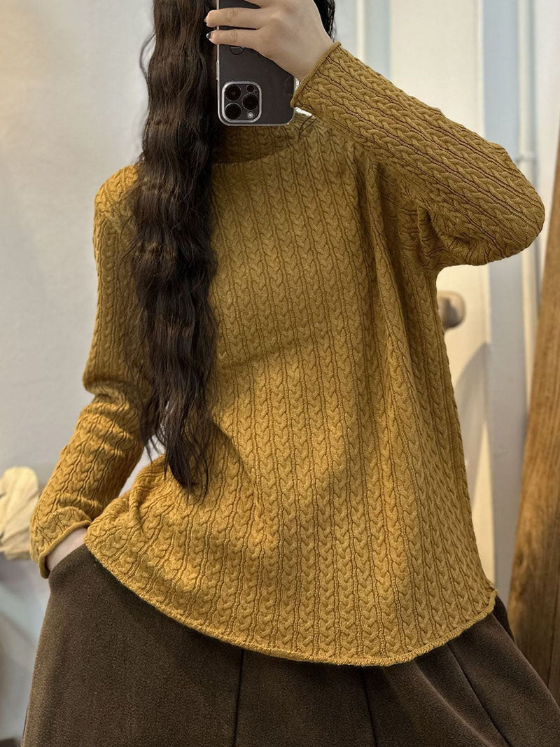Stripe 3d Knitted Turtleneck Sweater