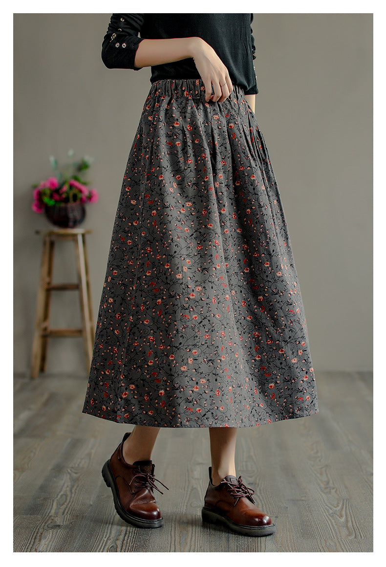 Retro Literary Mid-length Skirt