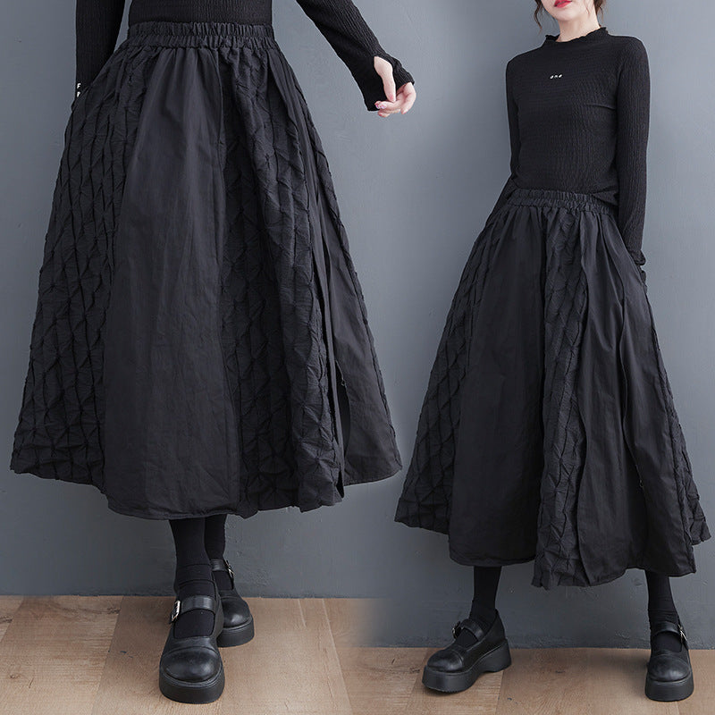 Fish Scale Print Oversized Panelled Skirt