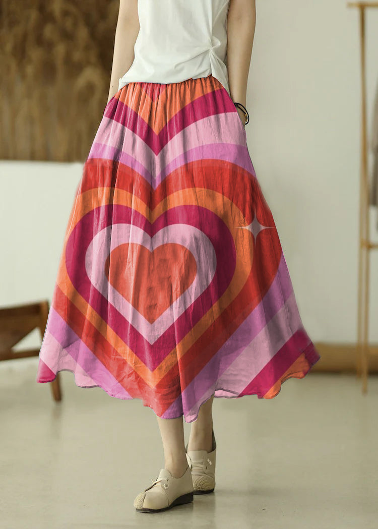 Purple Elastic Waist Asymmetrical a Line Skirts Spring