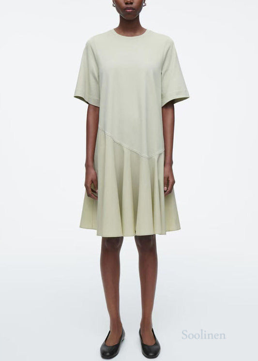 Light Green Patchwork Cotton Day Dress Summer