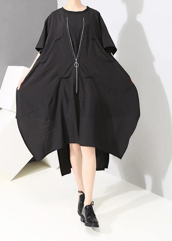 Italian Irregular Cut Loose Round Neck Dress