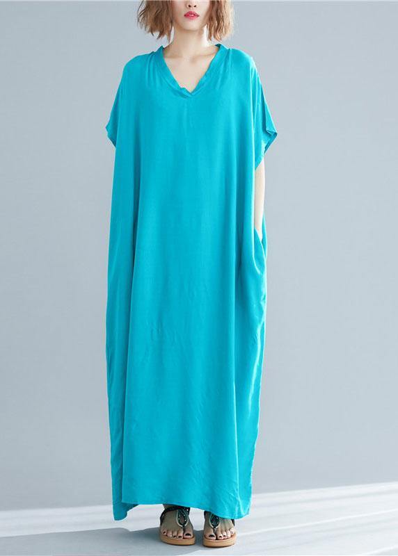 Diy Blue Green Linen Clothes for V Neck Pockets Maxi Summer Dresses
