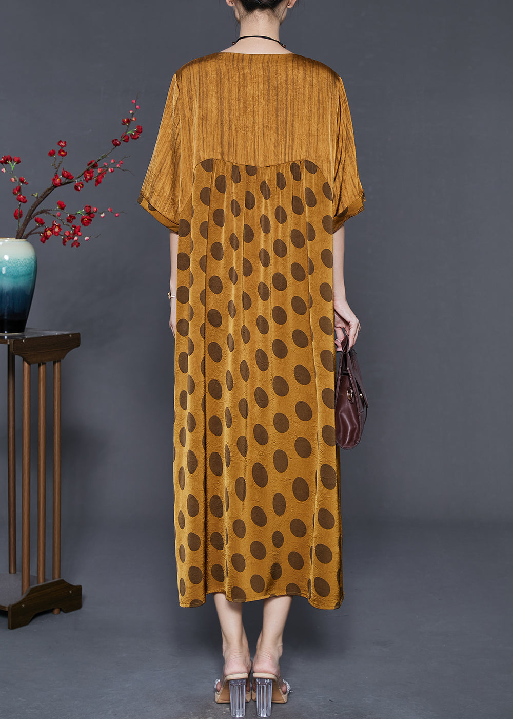 Diy Golden Oversized Patchwork Silk Maxi Dresses Summer
