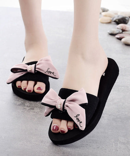 Black Bow Slide Sandals for