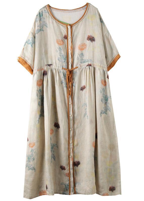 Diy Chiffon Long Shirts O Neck Drawstring Robe Summer Dresses