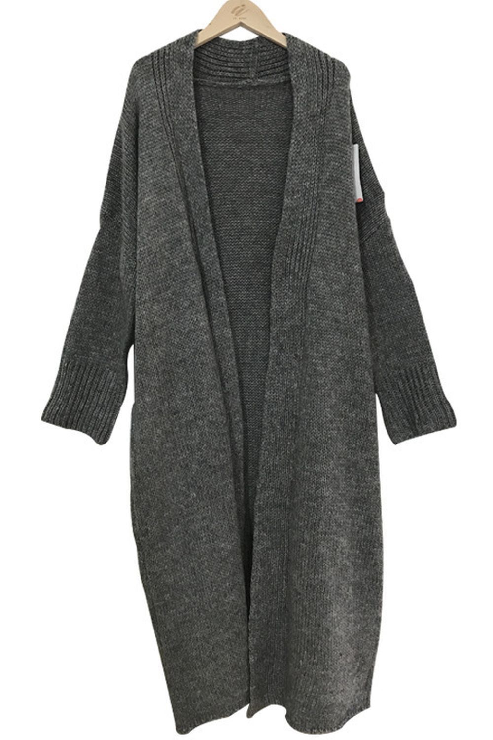 Grey Lapel Knit Cardigan