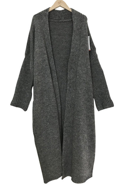 Grey Lapel Knit Cardigan