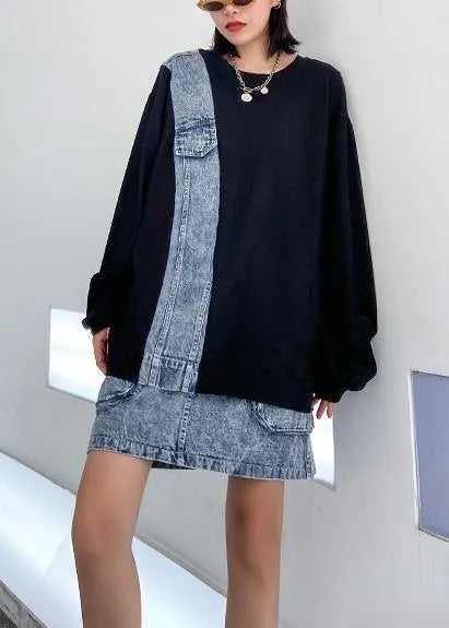 Autumn Suit New Female Sweater + Denim Skirt Two-piece