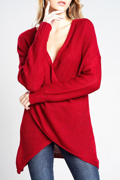 V Neck Front Cross Weekend Sweater