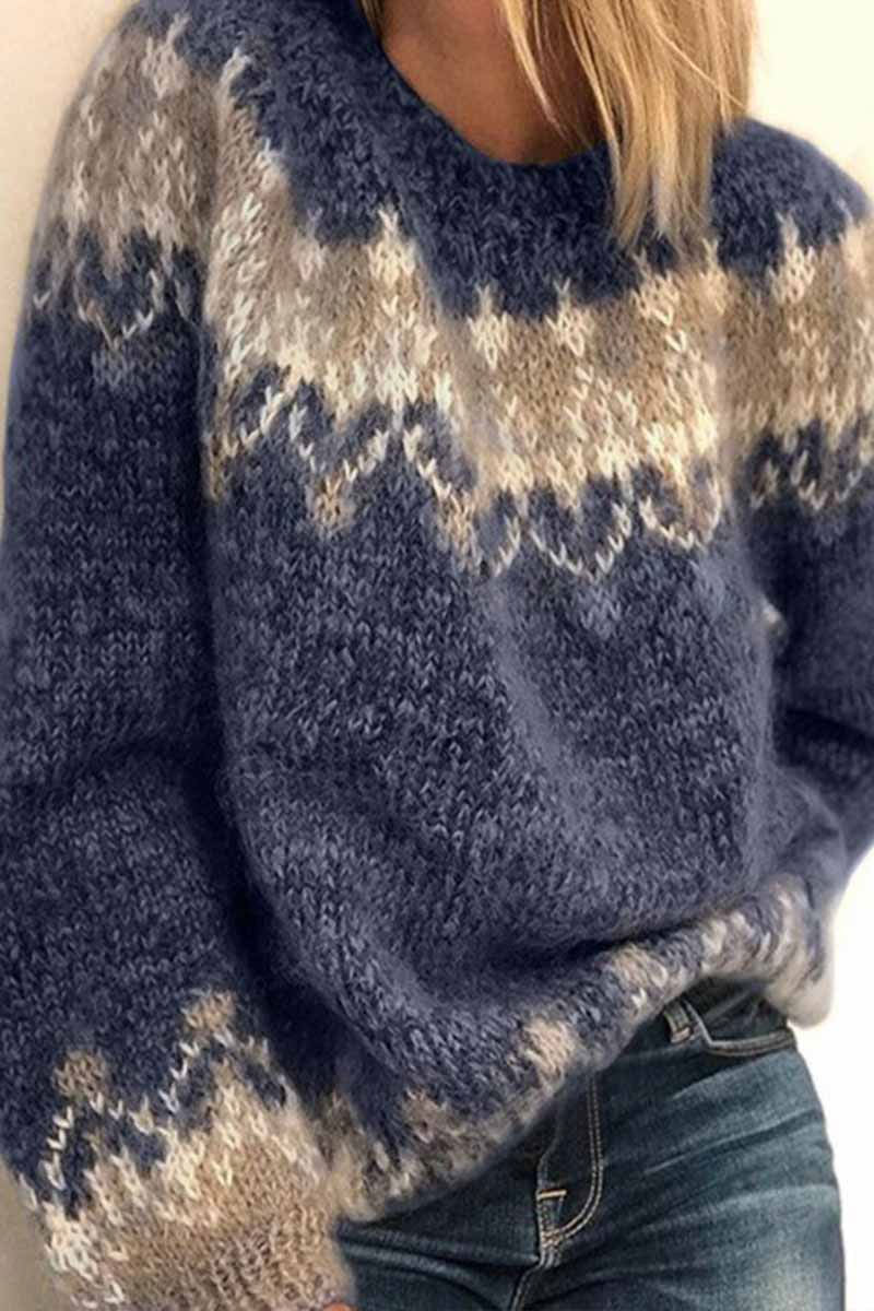 Loose Knitted Contrast Sweater