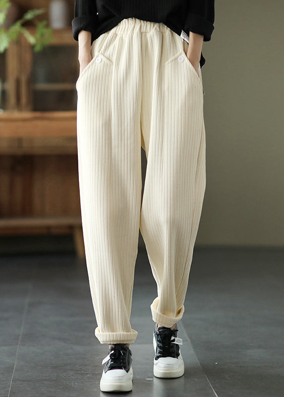Chocolate Thick Button Pockets Straight Fall Pants