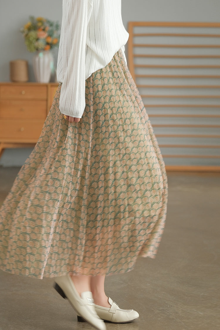 Digitally Printed Densified Elastic Waist Skirt