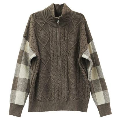 Winter Color Matching Zipper Sweater