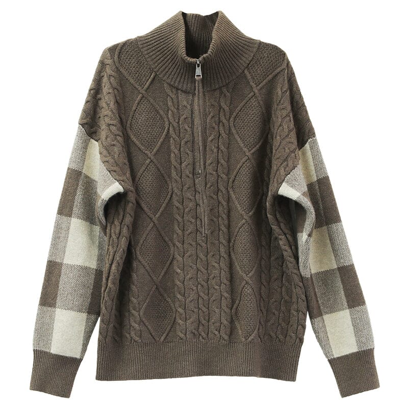 Winter Color Matching Zipper Sweater