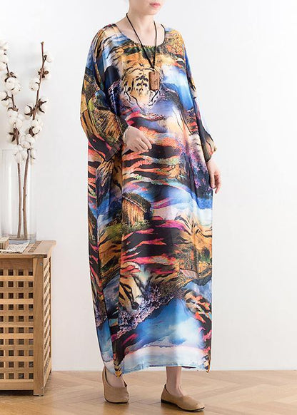Summer New Chiffon Holiday Style Retro Dress Loose Printed Long Skirt