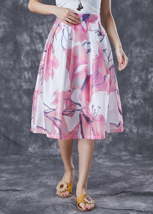 Pink Print Slim Fit a Line Skirt Summer