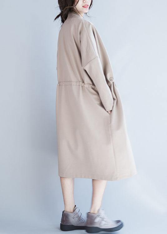 Italian Square Collar Drawstring Outwear Nude Oversized Coat Fall