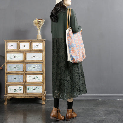 Autumn Hollow Lace Patchwork Dress