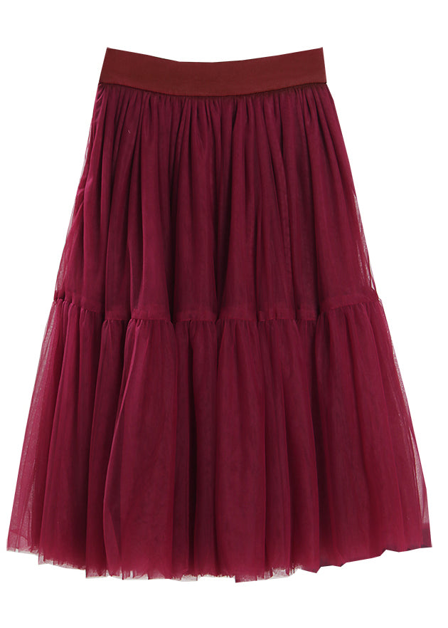 Style Mulberry High Waist Patchwork Tulle Skirts Spring