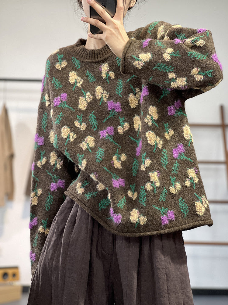 Jacquard Knitted Pullover Sweater
