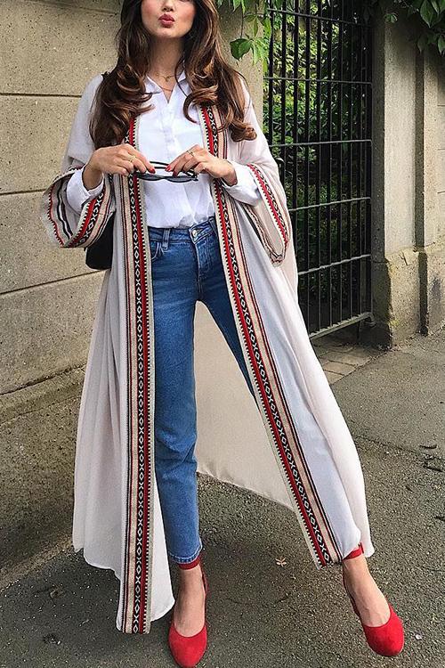 Print Long Sleeve Cardigan