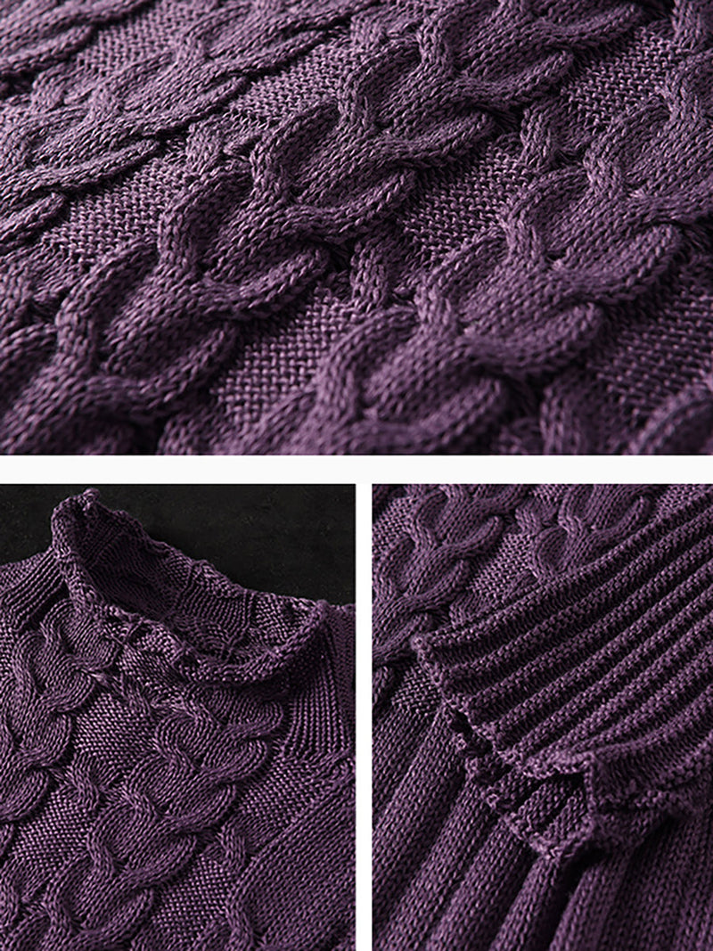 Turtleneck Knitted Color Long Sleeve Sweater