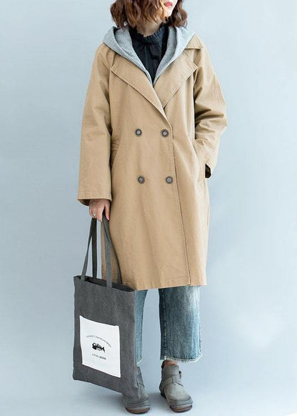 Natural Khaki Fine Trench Coat Sleeve Double Breast Fall Jackets