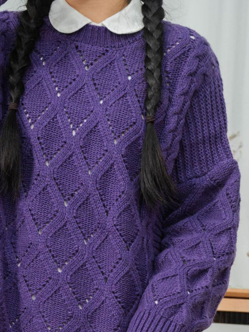 Winter Artsy Rhomboids Knitted Loose Sweater
