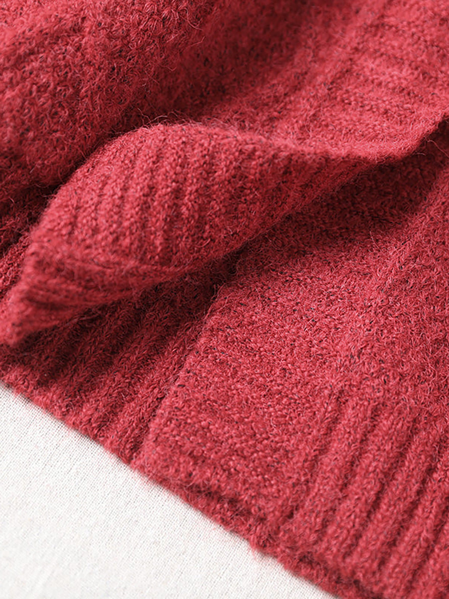 - Hooded Knitted Pocket Patchwork Sweater Coat