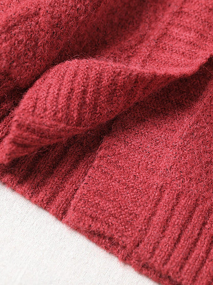 - Hooded Knitted Pocket Patchwork Sweater Coat