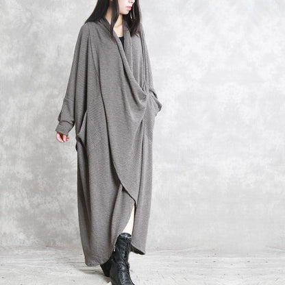 Bat Sleeve V-neck Irregular Long Dress
