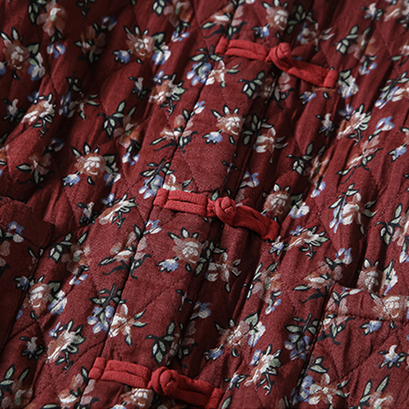 Winter Retro Quilted Cotton Linen Dress