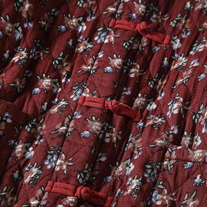 Winter Retro Quilted Cotton Linen Dress