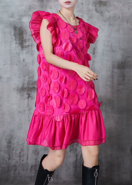 Rose Chiffon Party Dresses Butterfly Sleeve